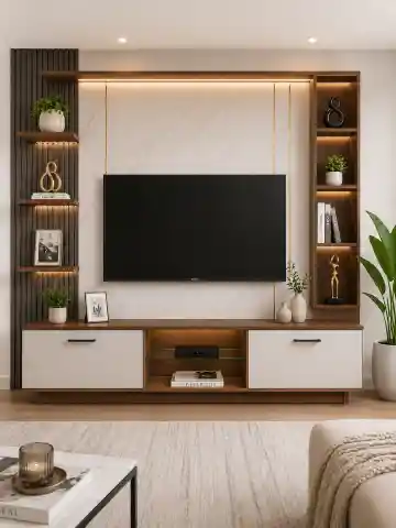 Custom wooden TV unit